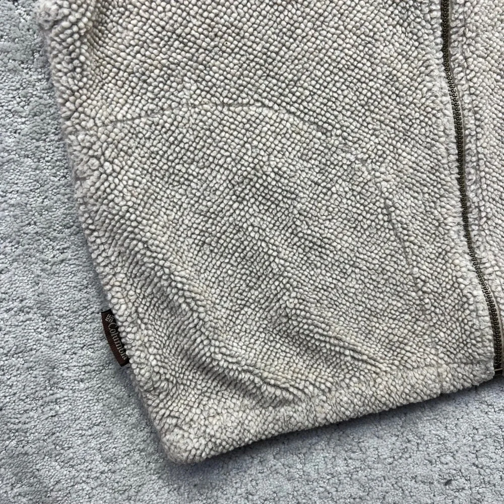 VINTAGE 90s Columbia Vest Mens M‎ Oatmeal Deep Pile Fleece Outdoors Made in USA